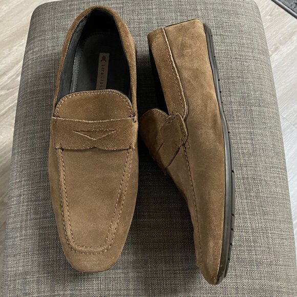 Zara Classic Minimalist Capsule Office Work Leather Suede Penny Loafers Shoes 10 - Picture 1 of 8